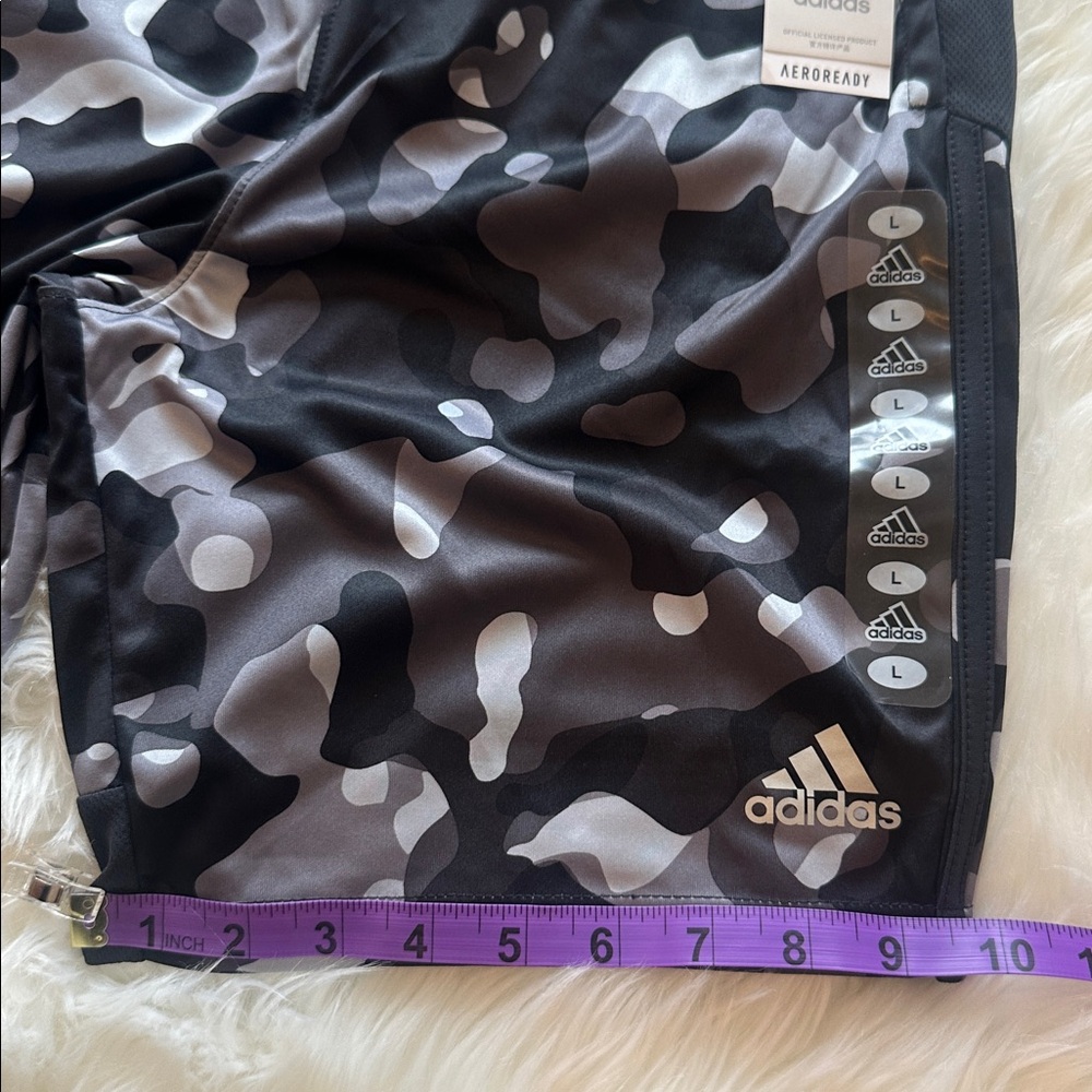 adidas Boys Core Camo Print Shorts Color Black Size L(14/16) NWT - Picture 9 of 9